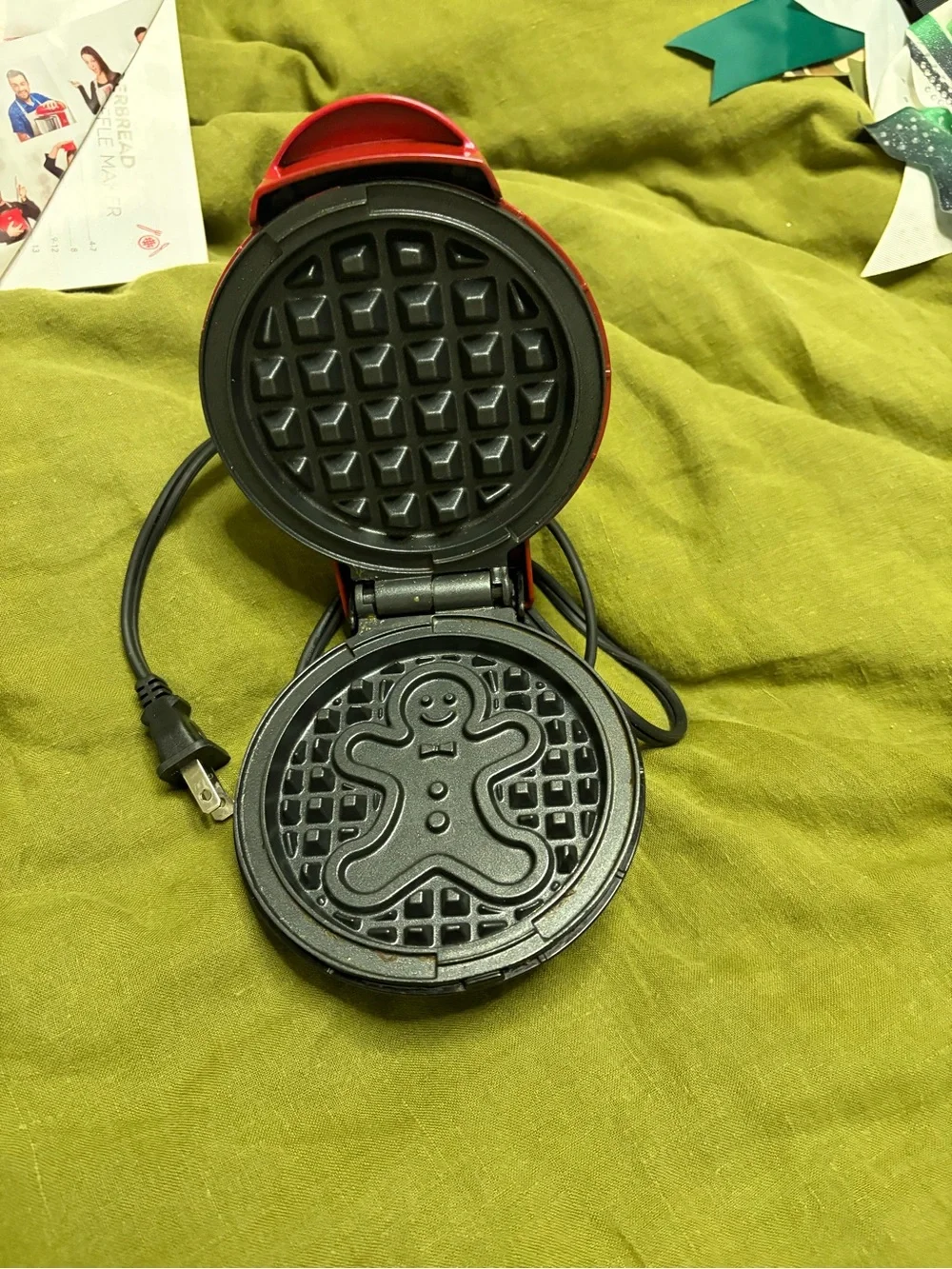 Ash Red Gingerbread Man Mini Waffle Maker